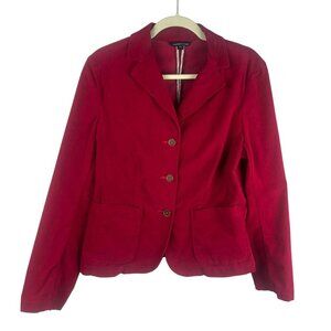 Lands' End Corduroy Jacket Women Size 12 Pink Fuscia Magenta Stretch Casual